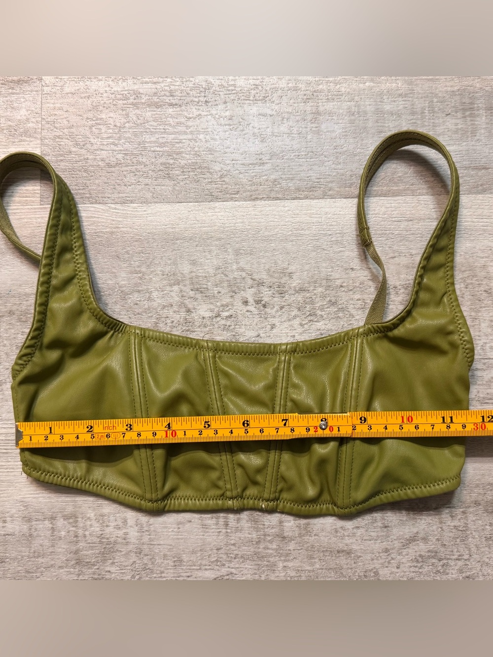 Urban Outfitters Out From Under Beau Faux Leather Bra Top Small Olive Green - Picture 5 of 6